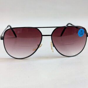 (NWT) Vintage 90's Aviator Metal Bi-Focal Reading Sunglasses (S. Black)